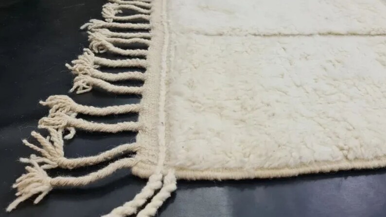 Checkered Moroccan Rug, Hand-Knotted Beni Ourain Wool, Ivory Checkerboard image 4