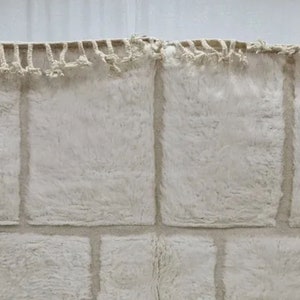 Checkered Moroccan Rug, Hand-Knotted Beni Ourain Wool, Ivory Checkerboard image 5