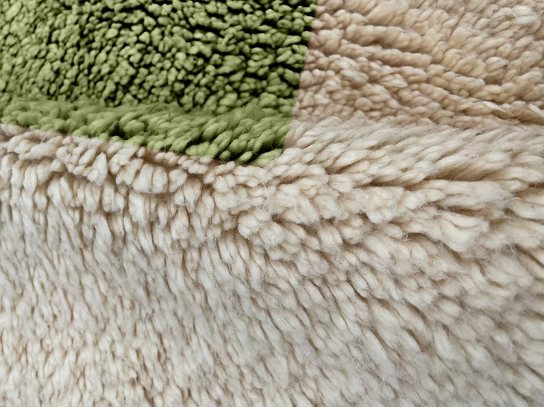 Colorful Moroccan Rug, Hand-Knotted Berber Wool, Yellow Green and Violet Bild 5