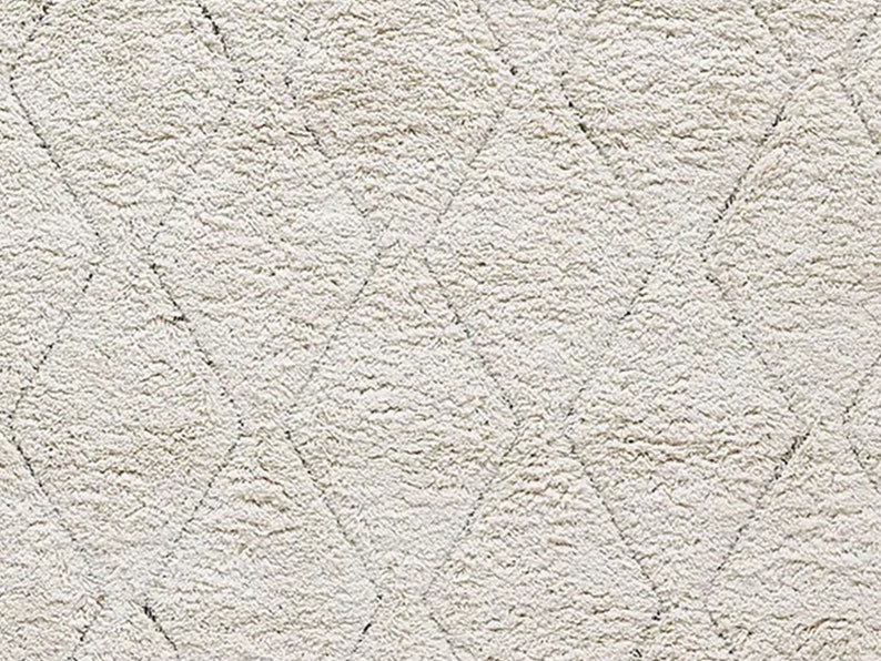 Beni Ourain Rug, Hand-Knotted Moroccan Wool, Ivory Tonal Diamond Pattern image 6