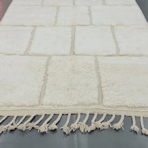 Checkered Moroccan Rug, Hand-Knotted Beni Ourain Wool, Ivory Checkerboard image 6