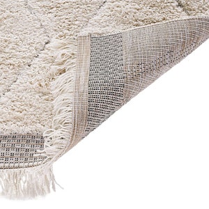 Beni Ourain Rug, Hand-Knotted Moroccan Wool, Ivory Tonal Diamond Pattern image 3