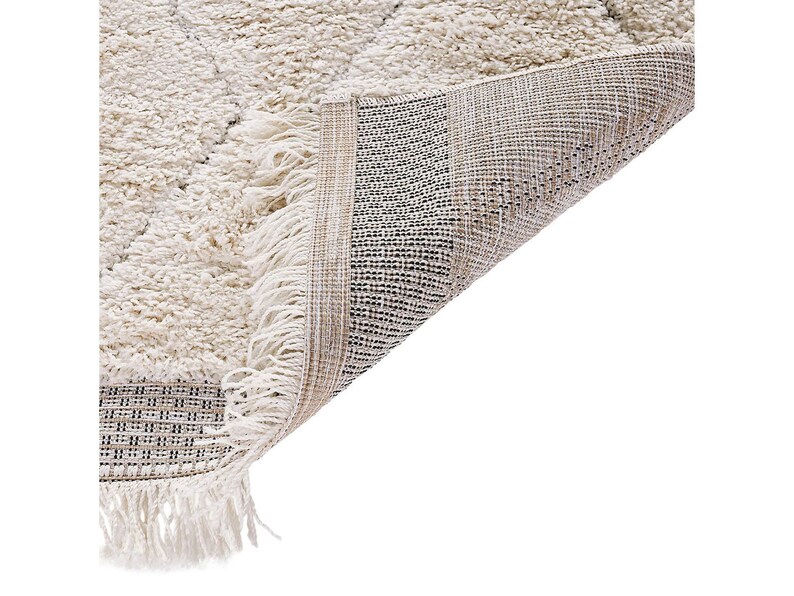 Beni Ourain Rug, Hand-Knotted Moroccan Wool, Ivory Tonal Diamond Pattern image 3