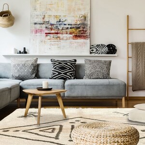 Beni Ourain Rug, Hand-Knotted Moroccan Wool, White Azilal Style Bild 6