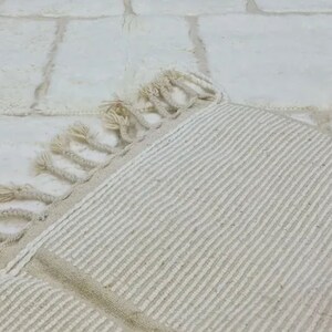 Checkered Moroccan Rug, Hand-Knotted Beni Ourain Wool, Ivory Checkerboard image 7