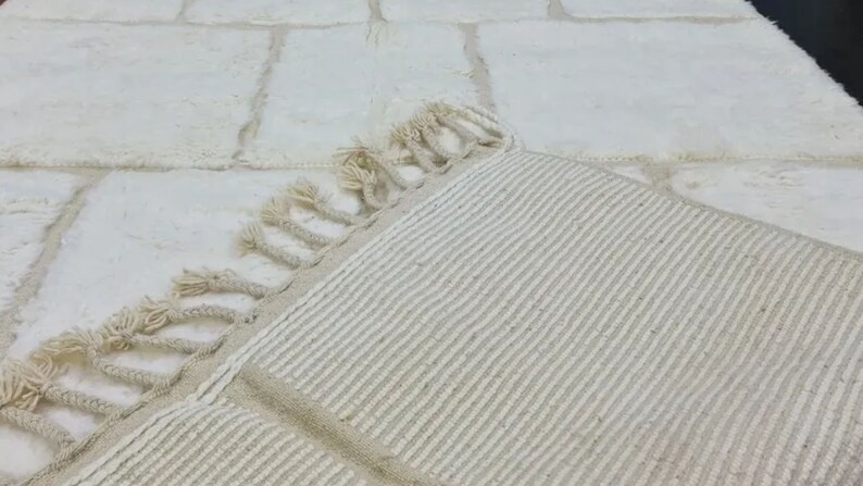 Checkered Moroccan Rug, Hand-Knotted Beni Ourain Wool, Ivory Checkerboard image 7