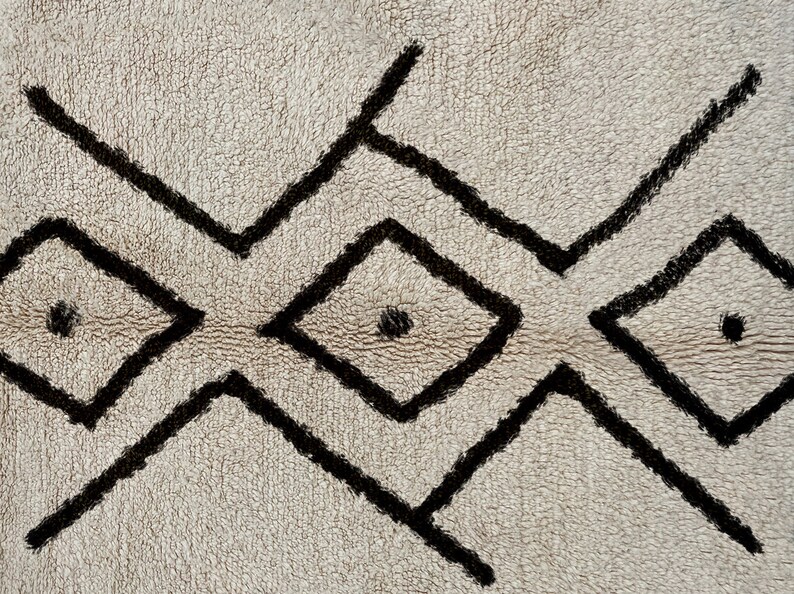 Beni Ourain Rug, Hand-Knotted Moroccan Wool, White Berber Shag Carpet Bild 8
