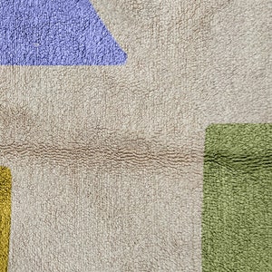 Colorful Moroccan Rug, Hand-Knotted Berber Wool, Yellow Green and Violet Bild 9