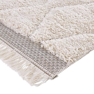 Beni Ourain Rug, Hand-Knotted Moroccan Wool, Ivory Tonal Diamond Pattern image 5