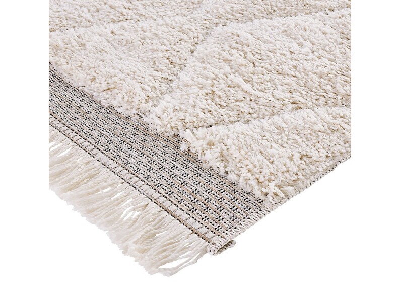 Beni Ourain Rug, Hand-Knotted Moroccan Wool, Ivory Tonal Diamond Pattern image 5