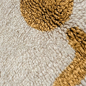 Beni Ourain Rug, Hand-Knotted Moroccan Wool, Ivory with Brown Circle Motif image 7