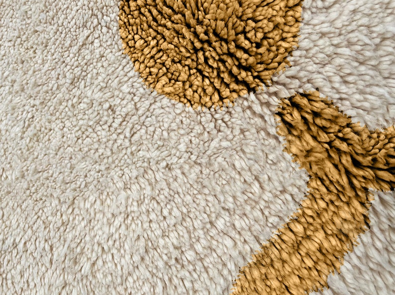 Beni Ourain Rug, Hand-Knotted Moroccan Wool, Ivory with Brown Circle Motif image 7