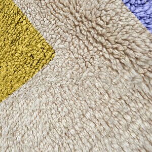 Colorful Moroccan Rug, Hand-Knotted Berber Wool, Yellow Green and Violet Bild 7