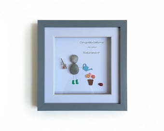 Personalized Pebble Art Retirement Gift: Gardening Theme