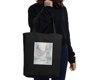 Bolso de mano con estampado de acuarela para programadores / Bolso para portátil para científicos de datos / Regalo para mujeres en el sector tecnológico / CODE FASHIONABLY