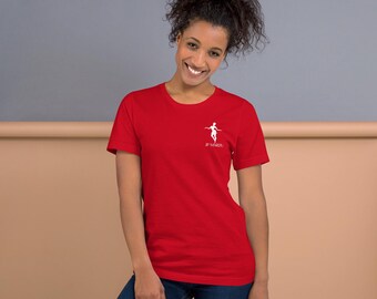 Camiseta deportiva unisex roja para bailarines / Camiseta de fitness con logo de bailarín / Regalo para amantes del baile / JP MAROU