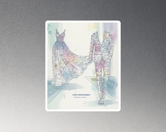 Imán de nevera con diseño de acuarela tecnológica / Regalo para programadores / Imán decorativo para portátil / CODE FASHIONABLY