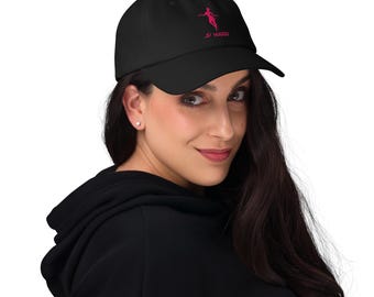 Gorra bordada estilo "Dad Hat" para bailarines / Gorra de béisbol negra con logo rosa de bailarina / Accesorios de baile unisex / JP MAROU