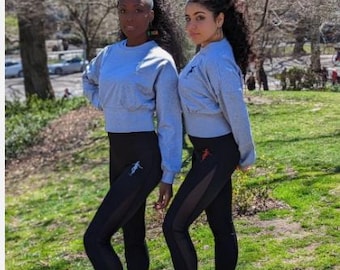 Cropped Crewneck Sweatshirt with Ribbed Corset Hem | Gray Drop Shoulder Pullover | JP MAROU Studio Athleisure Jumper Top