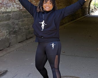 Leggings negros de talle alto con paneles de malla / Ropa deportiva para mujer para danza y yoga / Pantalones deportivos para pilates y gimnasio / JP MAROU