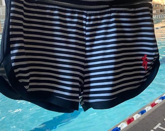 Pantalones cortos deportivos de cintura alta a rayas para mujer / Pantalones cortos para baile de samba y playa / Pantalones cortos de ciclista sexys para clases de baile / JP MAROU