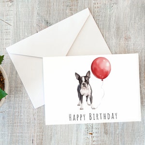 d'anniversaire de Boston Terrier de Zazzle.be Liste d'envies Vous avez des idées ? Aquarelle Boston Terrier Carte De Vœux | Carte de visite personnalisable pour les amateurs de terrier de Boston