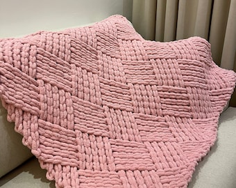 Diagonal Basket Weave Blanket Pattern, Baby Blanket, TV Blanket, Pattern