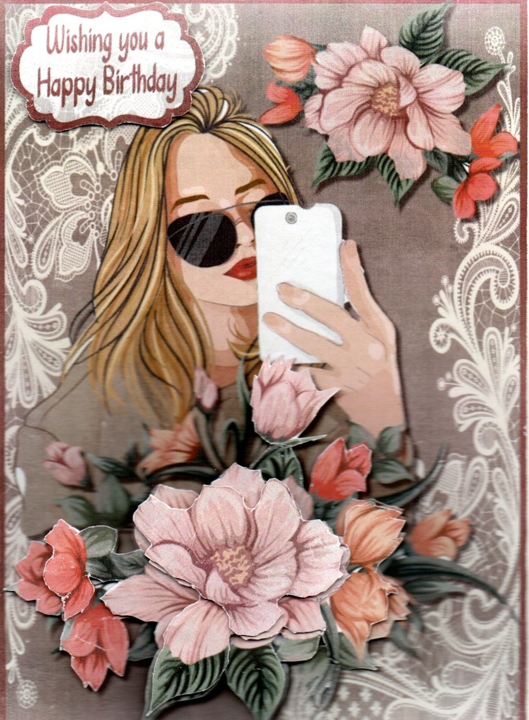 Handmade Decoupage Birthday Card for Girl/young Lady Etsy