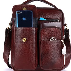 Bolso bandolera de cuero genuino hecho a mano