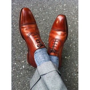 Handgefertigte braune Oxford-Schuhe, Abendschuhe für Männer, braune Lederschuhe