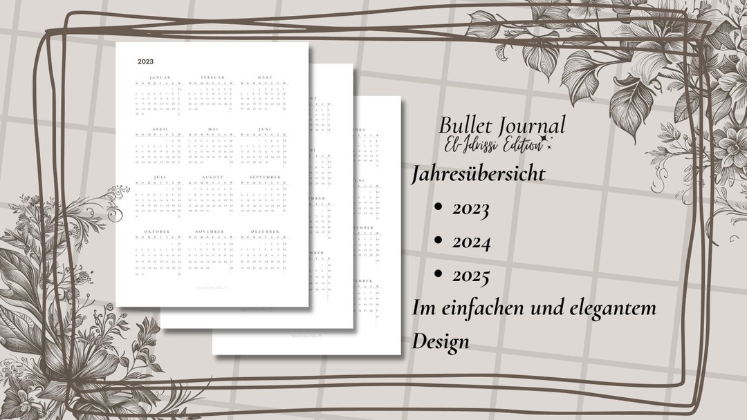 Jahresüberblick 2023 Bis 2025 Für Journal Tagebuch Kalender - Etsy