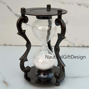 Antique Brass Sand Timer Hourglass, Nautical Timer, Classic Sand Timer Beautiful Gift