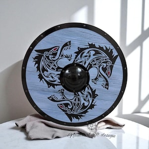 Dragon Viking Wooden Shield: Medieval Knight Cosplay, Wall Decor