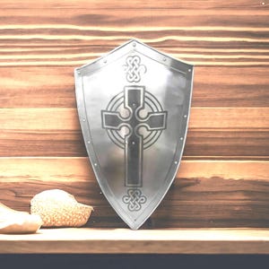 Vintage Medieval Templar Knight Hand Forged Steel Layered Medieval Shield SCA Battle Shield Armor
