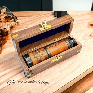 Antique Telescope 1920 London Brass Maritime 15x Vintage Spyglass Pirate Telescope 16 Inch with Premium Quality (Telescope with Wooden Box)