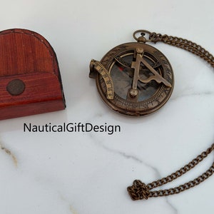 Nautical Brass Sundial Compass Sun Clock Maritime Vintage Pocket Push Button Perfect for birthday Gift