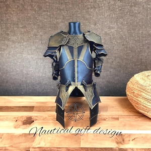 Medieval Noble Warrior Complete Leather Set Deep Brown and Gold – Full Medieval Knight Armor – Templar Costume – LARP, Cosplay, Reenactment