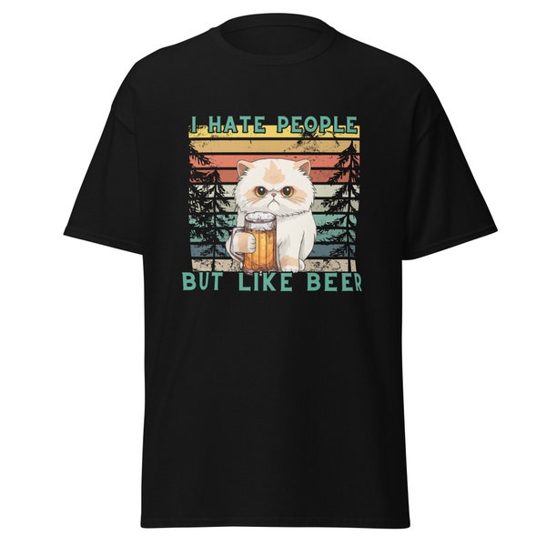 T-Shirt I hate people but like beer - Katze