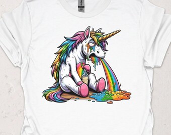 Einhorn Kotzt Regenbogen T-Shirt - Du liebst Einhörner, lustiges Geschenk für Fans von Einhorner Shirt