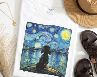 Camiseta de perro salchicha "Noche estrellada" - Camiseta para perro | Regalo para amantes del arte | Camiseta de perro salchicha "Noche estrellada" | Motivo artístico para mascotas