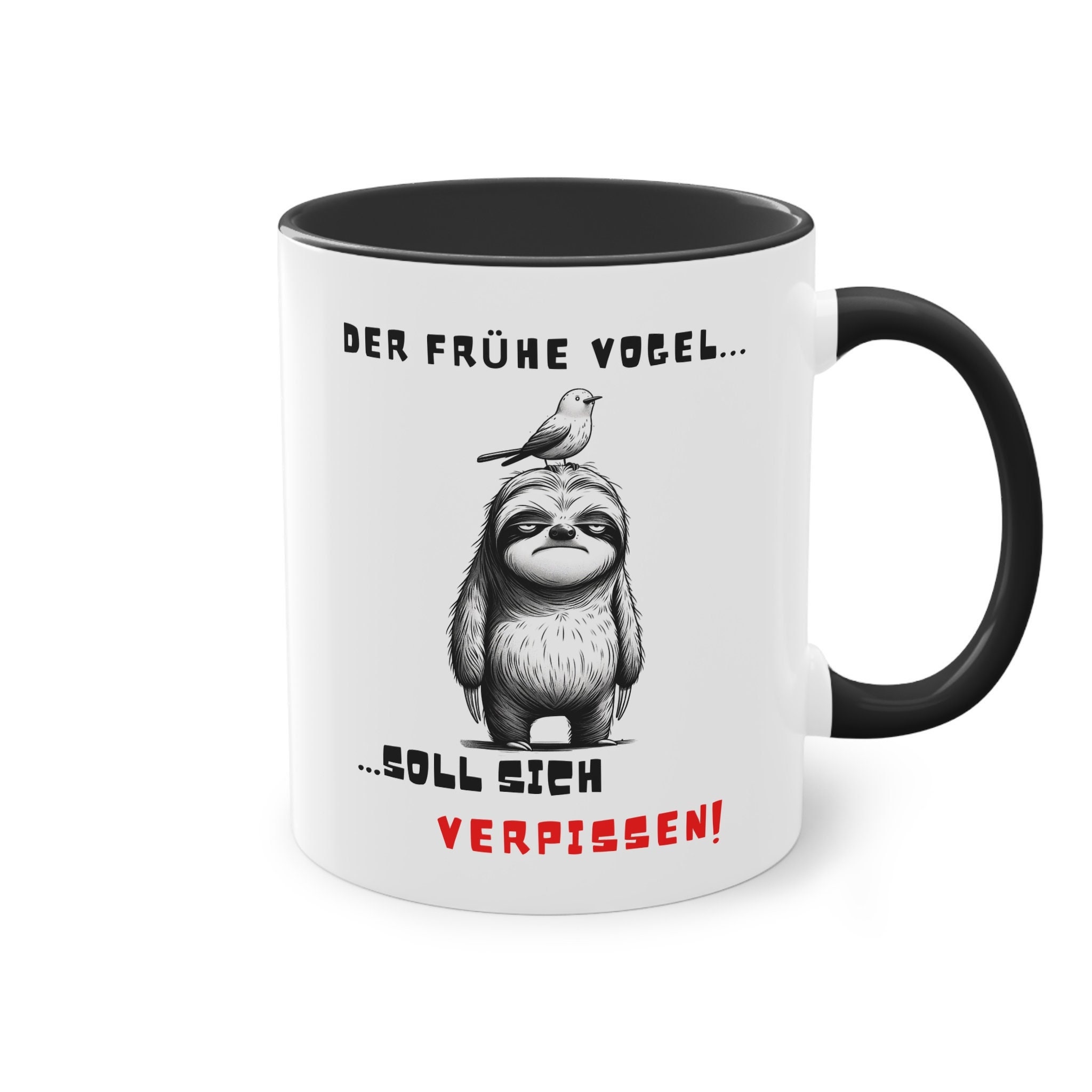 Kaffeetasse Mit Spruch: 'Der Frühe Vogel Kann Mich Mal!' - 320 Ml Keramik - Gelb - Spülmaschinengeeignet