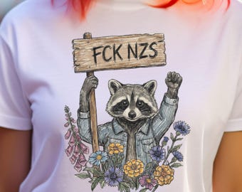 Camiseta FCK NZS Mapache | Camiseta con mensaje antinazi | Top antifascista | Mapache basurero | Unisex