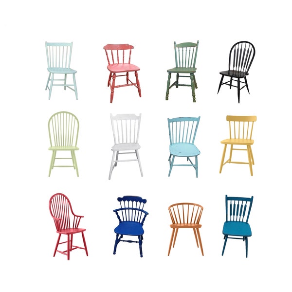 Farmhouse Dining Chairs, Custom Painted Sets of 4, 6 or 8 Chairs