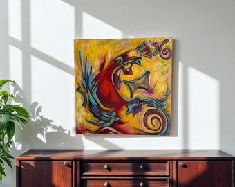 Grande peinture originale sur bois