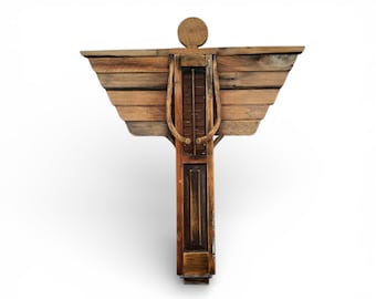 Ange d'art populaire en bois, grand, art de l'assemblage, sculpture murale