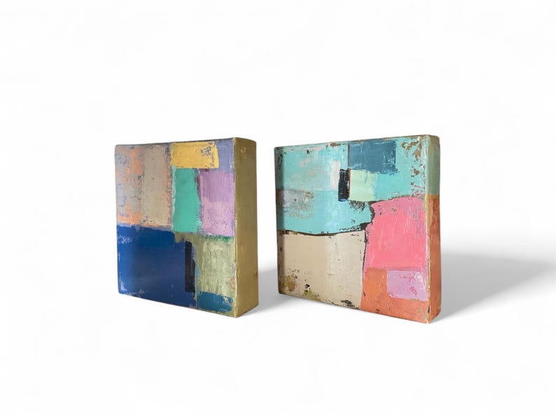 Textured Abstract Acrylic Paintings by J. Galvan (Pair) bild 1