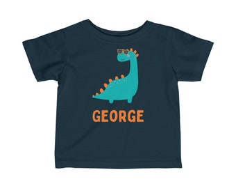 Cool dinosaurus gepersonaliseerd kinder fijn Jersey T-shirt