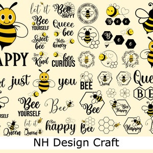 Paquete de svg de abeja, svg de abeja, abejorro, abeja de miel svg, paquete con letras a mano de abeja svg, tipo de abeja svg, abeja feliz svg, cita de abeja svg, abeja de miel svg