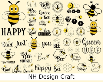 Pacote Bee svg, Bee svg, Bumble Bee, Honey Bee Svg, Pacote Bee svg com letras à mão, Bee kind svg, Bee happy svg, Bee quote svg, honey bee svg