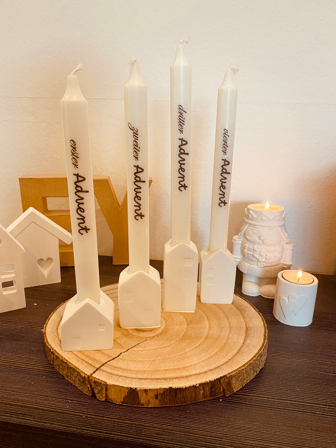 Advent Wreath Cottage Candle Holder Etsy